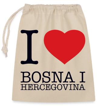 I LOVE BOSNA I HERCEGOVINA Bosnien und Herzegowina - Verschließbarer Geschenkbeutel aus Baumwolle (25x30cm) - Natur - Vorne