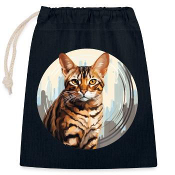 Bengalkatze - Verschließbarer Geschenkbeutel aus Baumwolle (25x30cm) - Navy - Vorne