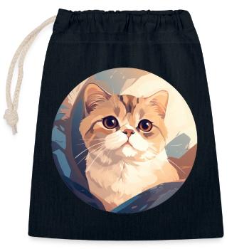 Schottische Faltohrkatze - Verschließbarer Geschenkbeutel aus Baumwolle (25x30cm) - Navy - Vorne