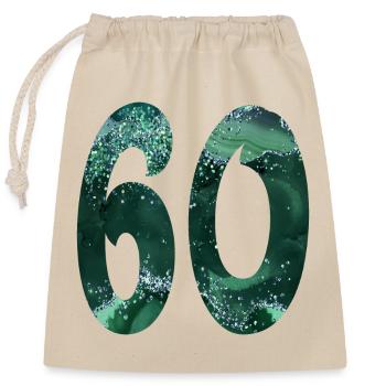 Number 60 - 60th Birthday - Closable cotton gift bag (25x30cm) - nature - Front