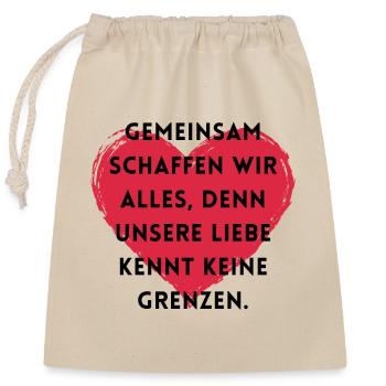 Gemeinsam schaffen wir alles. - Verschließbarer Geschenkbeutel aus Baumwolle (25x30cm) - Natur - Vorne