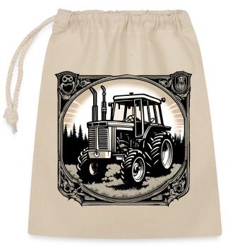 Traktor / Landwirtschaft / Bauer / Feldarbeit - Verschließbarer Geschenkbeutel aus Baumwolle (25x30cm) - Natur - Vorne