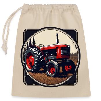 Traktor / Landwirtschaft / Bauer / Feldarbeit - Verschließbarer Geschenkbeutel aus Baumwolle (25x30cm) - Natur - Vorne