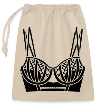 Logo de lingerie soutien-gorge pour magasin ou vendeur - Sac cadeau en coton avec cordon (25 x 30 cm) - nature - Devant