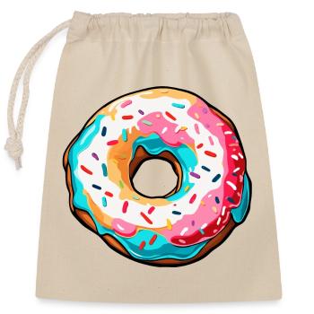Donuts / Süßigkeit / Zuckerguss / Dessert / Gebäck - Verschließbarer Geschenkbeutel aus Baumwolle (25x30cm) - Natur - Vorne