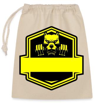 Pitbull Bodybuilding Fitness – Bulldogge im Gym - Verschließbarer Geschenkbeutel aus Baumwolle (25x30cm) - Natur - Vorne