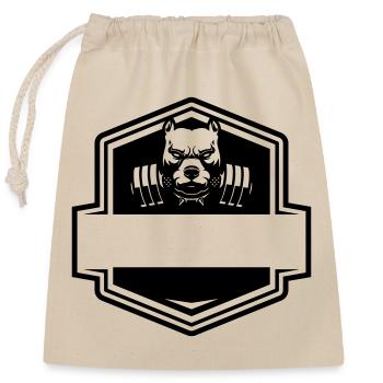 Pitbull Bodybuilding – Muskelkraft & Motivation - Verschließbarer Geschenkbeutel aus Baumwolle (25x30cm) - Natur - Vorne