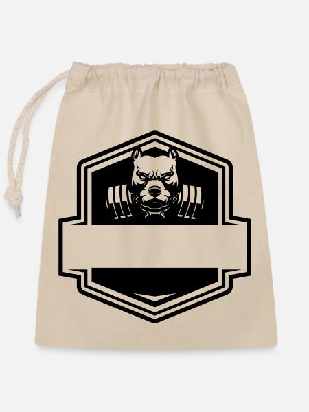 Pitbull Bodybuilding – Muskelkraft & Motivation - Verschließbarer Geschenkbeutel aus Baumwolle (25x30cm) - Natur