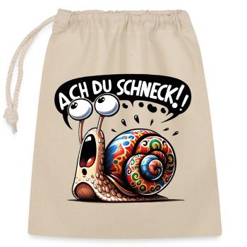 Ach du Schneck wortspiel lustig ach du Schreck - Verschließbarer Geschenkbeutel aus Baumwolle (25x30cm) - Natur - Vorne