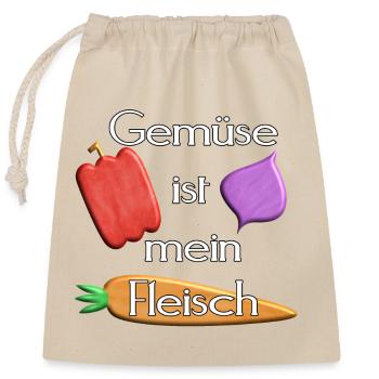 Gemüse - Gemüse ist mein Fleisch - weiß - Verschließbarer Geschenkbeutel aus Baumwolle (25x30cm) - Natur - Vorne