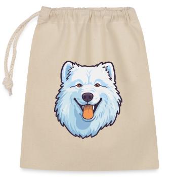 Samoyed Dog Breed Cartoon Kawaii Illustration - Closable cotton gift bag (25x30cm) - nature - Front
