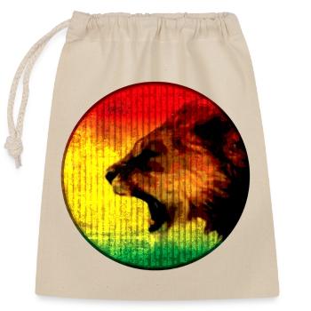 African Lion with Rasta Colors - Closable cotton gift bag (25x30cm) - nature - Front