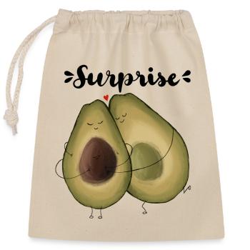Surprise Avocado - Verschließbarer Geschenkbeutel aus Baumwolle (25x30cm) - Natur - Vorne