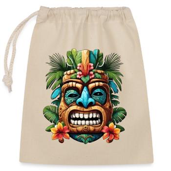 Tiki / Hawaï / Tropical / Île / Culture / Logo - Sac cadeau en coton avec cordon (25 x 30 cm) - nature - Devant