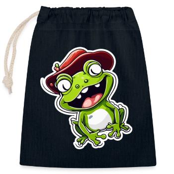 Frog / Animal / Quack / Toad / Pond / Hop - Closable cotton gift bag (25x30cm) - navy - Front