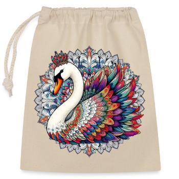 Schwan mit Mandalas verziert - Verschließbarer Geschenkbeutel aus Baumwolle (25x30cm) - Natur - Vorne
