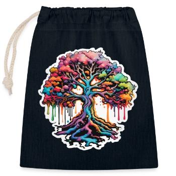 Baum / Natur / Erde / Rinde / Wurzeln / Blätter - Verschließbarer Geschenkbeutel aus Baumwolle (25x30cm) - Navy - Vorne