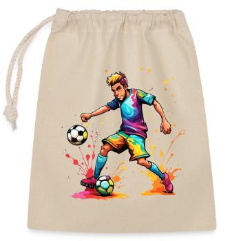 Fußballer / Fußball / Spielfeld / Mannschaft - Verschließbarer Geschenkbeutel aus Baumwolle (25x30cm) - Natur - Vorne