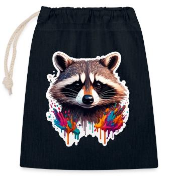 Raccoon / Animal / Zoo / Wild / Cute / Predator - Closable cotton gift bag (25x30cm) - navy - Front