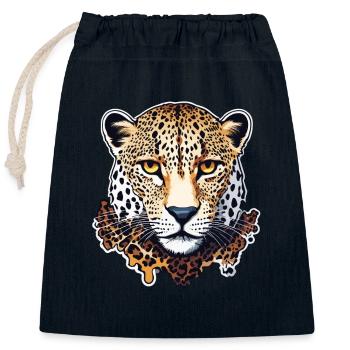 Leopard / Gepard / Tier / Animal Print / Muster - Verschließbarer Geschenkbeutel aus Baumwolle (25x30cm) - Navy - Vorne