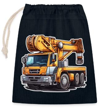 Crane / construction site / winch / crane system - Closable cotton gift bag (25x30cm) - navy - Front