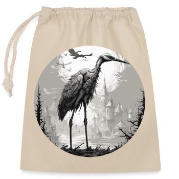 Grue / Oiseau / Volant / Oiseau migrateur / Animal / Zoo - Sac cadeau en coton avec cordon (25 x 30 cm) - nature - Devant