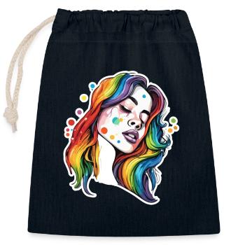 Woman / Pretty / Portrait / Colorful Hair / Model - Closable cotton gift bag (25x30cm) - navy - Front