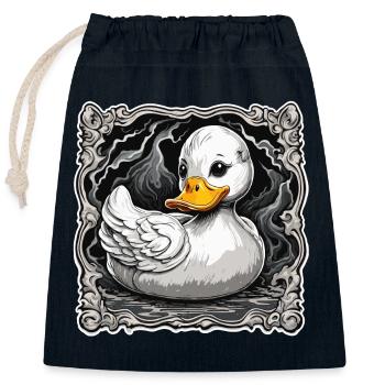 Gummiente / Badeente / Wasser / Badewanne - Verschließbarer Geschenkbeutel aus Baumwolle (25x30cm) - Navy - Vorne