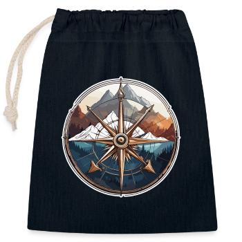 Kompass / Himmelsrichtung / Reisen / Survival - Verschließbarer Geschenkbeutel aus Baumwolle (25x30cm) - Navy - Vorne