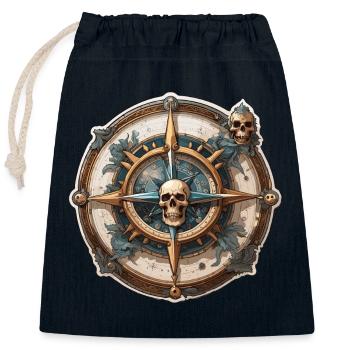 Kompass / Himmelsrichtung / Reisen / Survival - Verschließbarer Geschenkbeutel aus Baumwolle (25x30cm) - Navy - Vorne