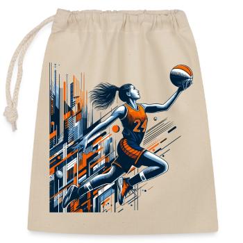 Woman Basketball Dunking Design - Closable cotton gift bag (25x30cm) - nature - Front