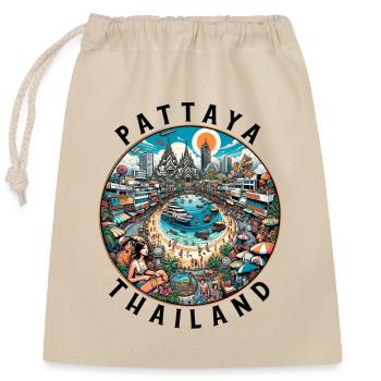 Pattaya Thailand Reise Design - Verschließbarer Geschenkbeutel aus Baumwolle (25x30cm) - Natur - Vorne