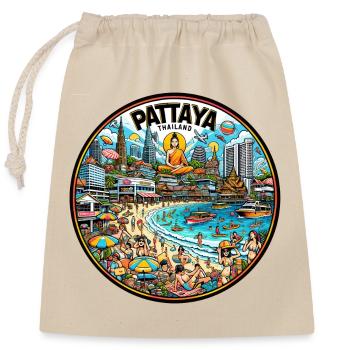 Pattaya Stadt Thailand Design - Verschließbarer Geschenkbeutel aus Baumwolle (25x30cm) - Natur - Vorne