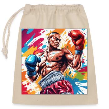 Boxer / Sport / Kampf / Arena / Boxring / Fäuste - Verschließbarer Geschenkbeutel aus Baumwolle (25x30cm) - Natur - Vorne
