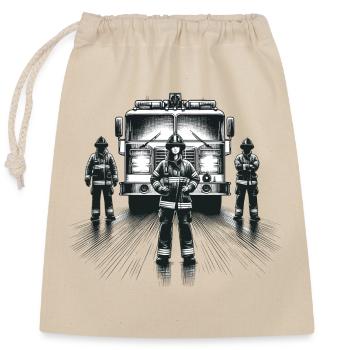 Cadeau graphique pompier - Sac cadeau en coton avec cordon (25 x 30 cm) - nature - Devant