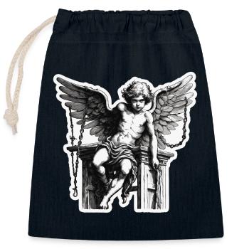 Cupid / Love / Arrow / Heart / Valentine's Day - Closable cotton gift bag (25x30cm) - navy - Front