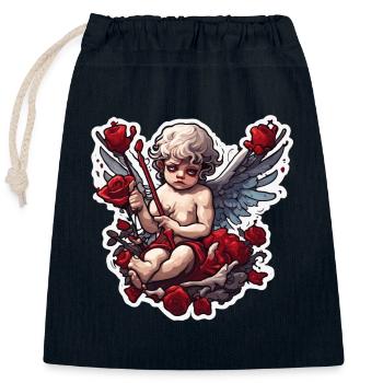 Cupid / Love / Arrow / Heart / Valentine's Day - Closable cotton gift bag (25x30cm) - navy - Front