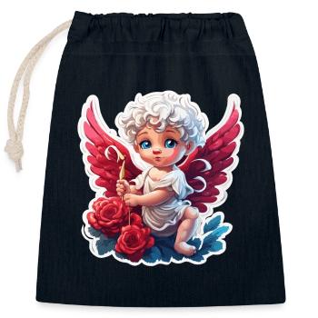 Cupid / Love / Arrow / Heart / Valentine's Day - Closable cotton gift bag (25x30cm) - navy - Front