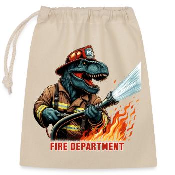 Pompier T-Rex cadeau - Sac cadeau en coton avec cordon (25 x 30 cm) - nature - Devant