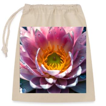 Water lily - Closable cotton gift bag (25x30cm) - nature - Front