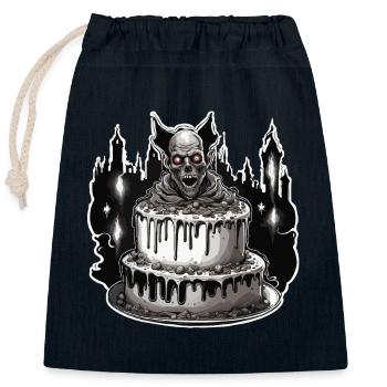 Geburtstagstorte / Kuchen / Happy Birthday / Torte - Verschließbarer Geschenkbeutel aus Baumwolle (25x30cm) - Navy - Vorne