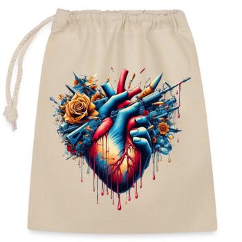 Anti War Heart - Closable cotton gift bag (25x30cm) - nature - Front
