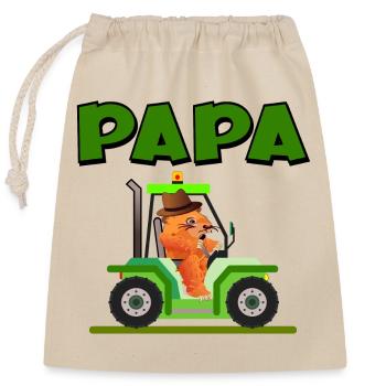 Agriculteur Papa Tracteur - Sac cadeau en coton avec cordon (25 x 30 cm) - nature - Devant