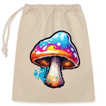 Pilz / Mushroom / Wiese / Wald / Goa / Psy - Verschließbarer Geschenkbeutel aus Baumwolle (25x30cm) - Natur - Vorne