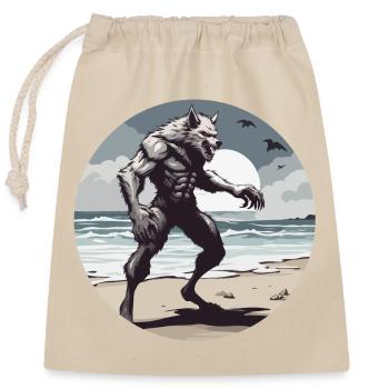 Werewolf / Full Moon / Creature / Transformation / Curse - Closable cotton gift bag (25x30cm) - nature - Front