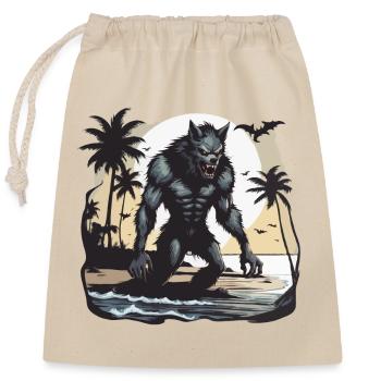 Werewolf / Full Moon / Creature / Transformation / Curse - Closable cotton gift bag (25x30cm) - nature - Front