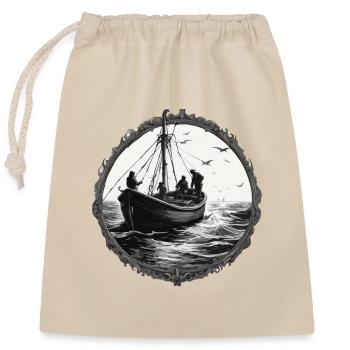 Bateau pirate / Bateau / Mer / Océan / Vagues - Sac cadeau en coton avec cordon (25 x 30 cm) - nature - Devant
