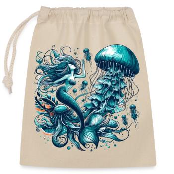 Mermaid Mermaid Jellyfish Jellyfish Gift - Closable cotton gift bag (25x30cm) - nature - Front