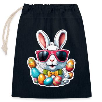 Osterhase / Ostern / Eier / Feiertage / Osterfest - Verschließbarer Geschenkbeutel aus Baumwolle (25x30cm) - Navy - Vorne
