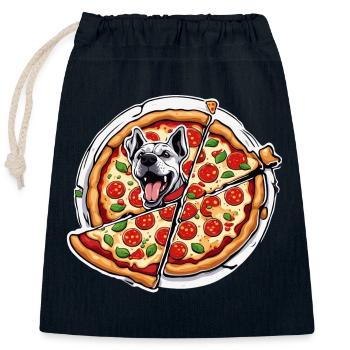 Pizza / Fast Food / Italienisch / Margherita - Verschließbarer Geschenkbeutel aus Baumwolle (25x30cm) - Navy - Vorne